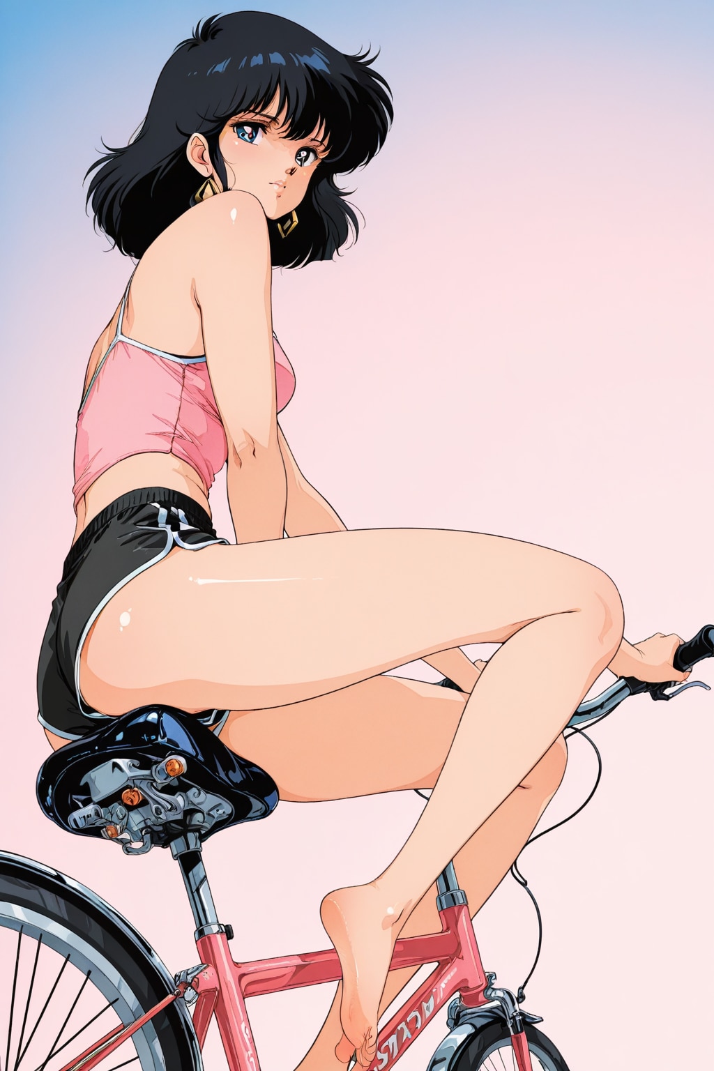 自転車のサドルに座る_APRICOT
