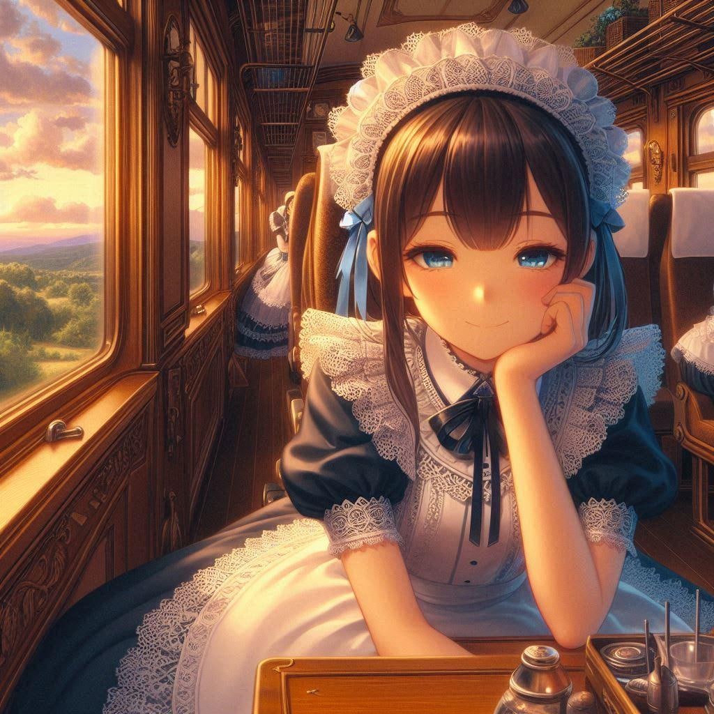 遊び疲れメイドさん。