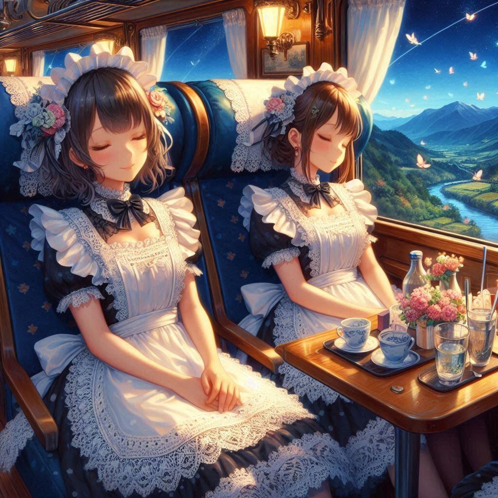 遊び疲れメイドさん。