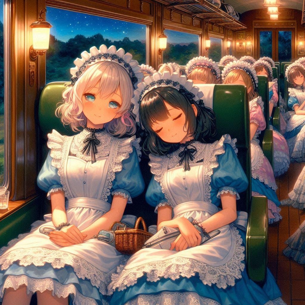 遊び疲れメイドさん。