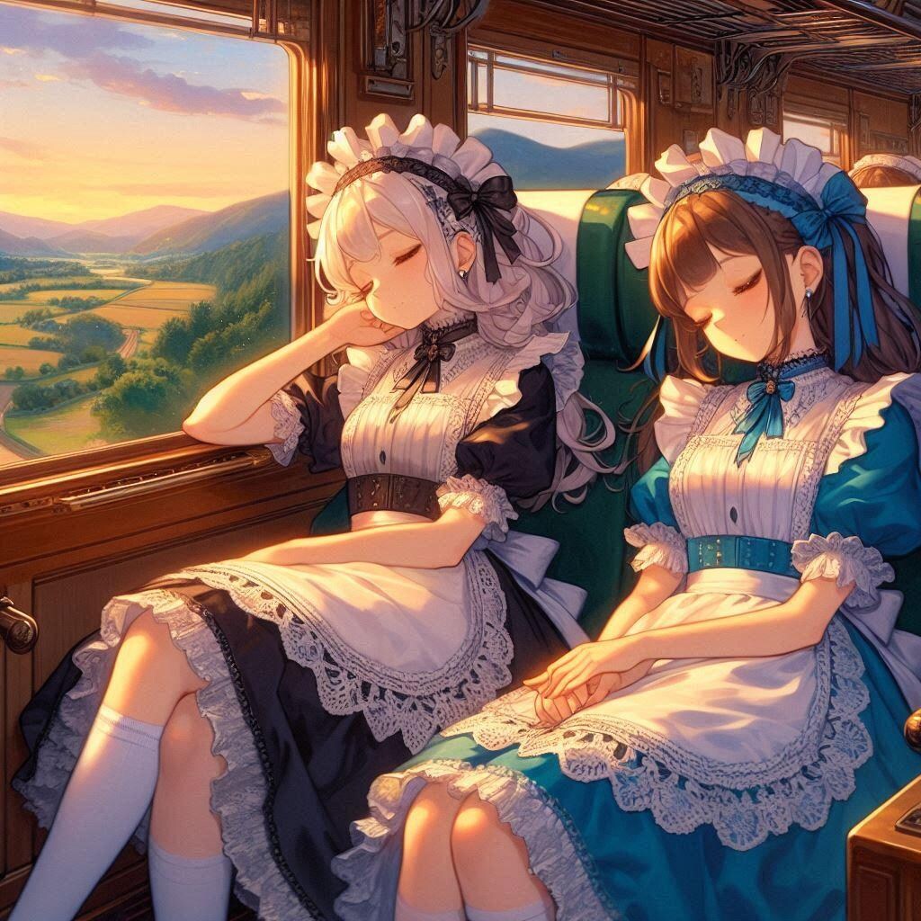 遊び疲れメイドさん。