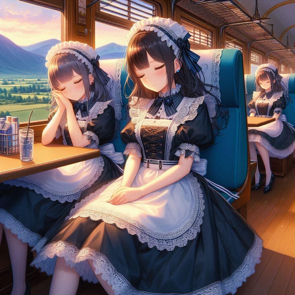 遊び疲れメイドさん。