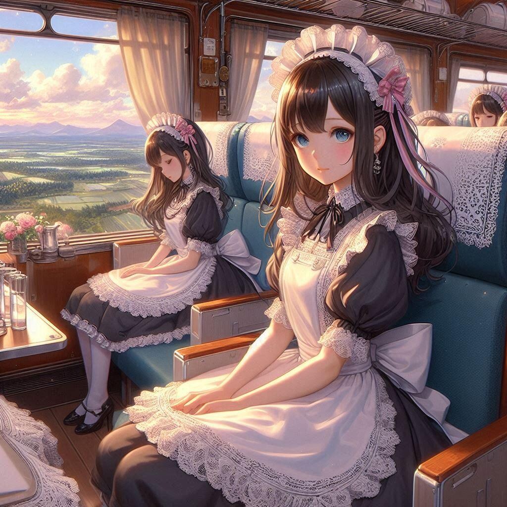 遊び疲れメイドさん。