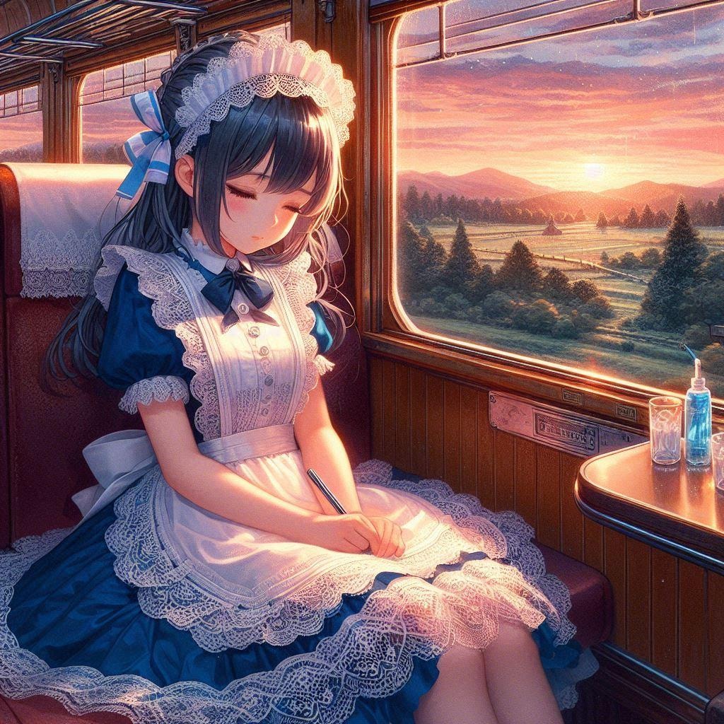 遊び疲れメイドさん。