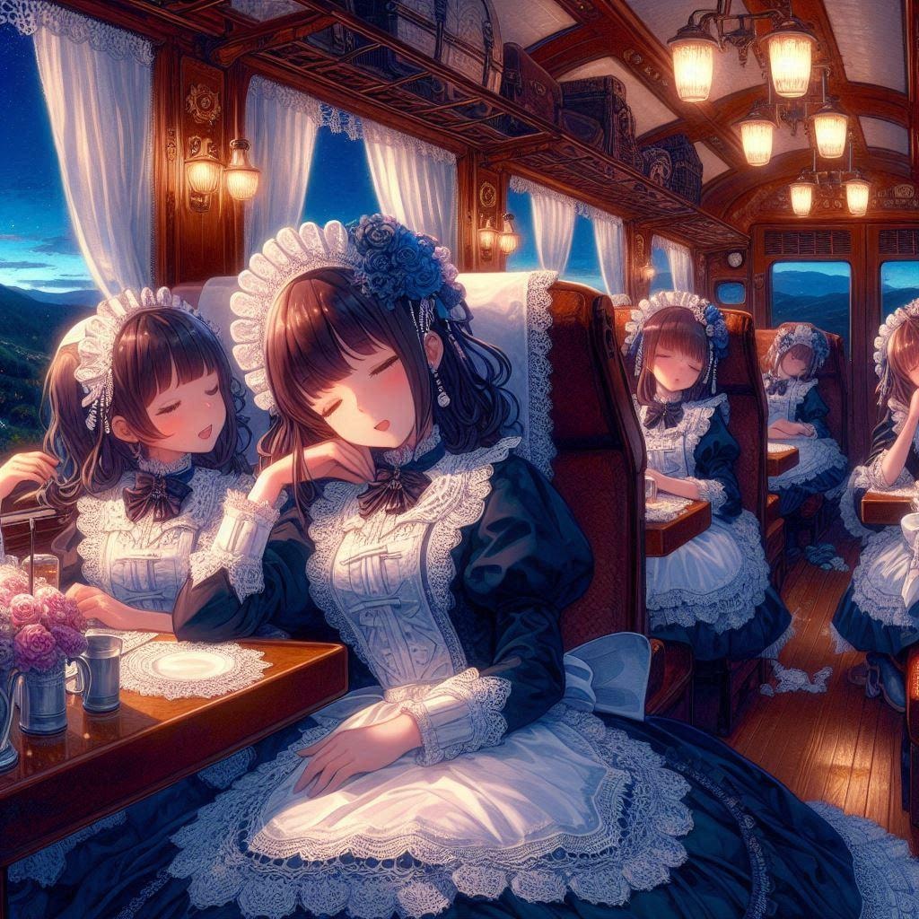 遊び疲れメイドさん。