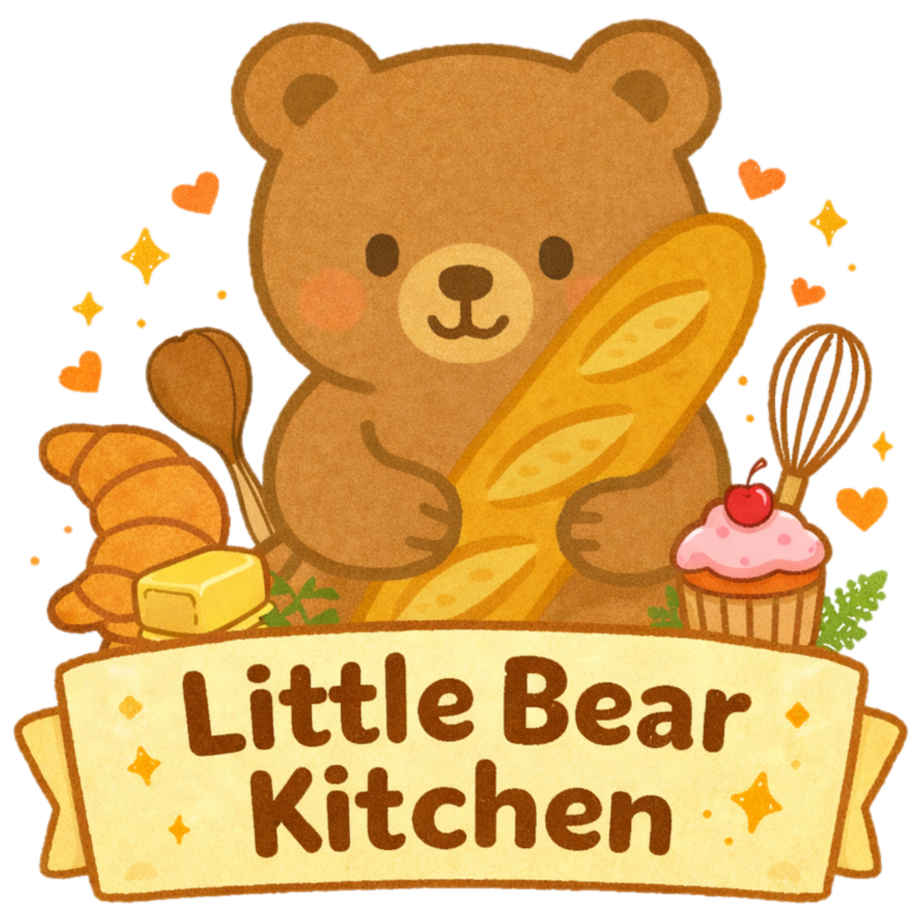 「Little Bear Kitchen」のロゴ（🍞ver・🍔ver）