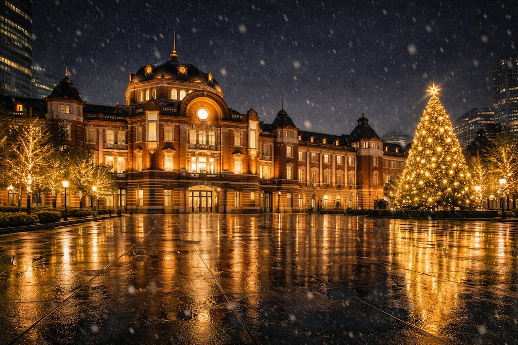 東京駅丸の内口駅舎のクリスマスイルミネーション