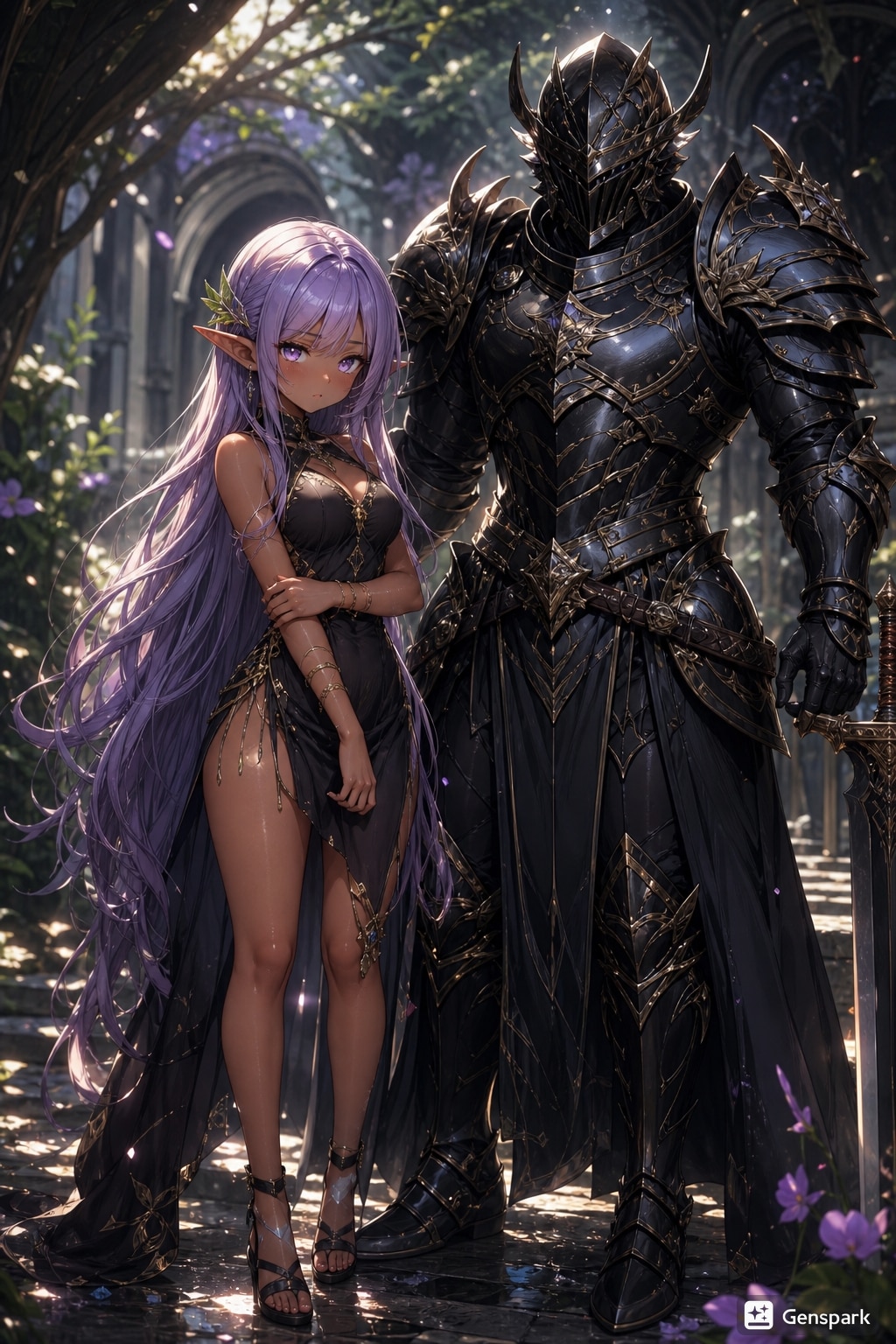 the dark elf Umbra and her guardian Zephyrus
