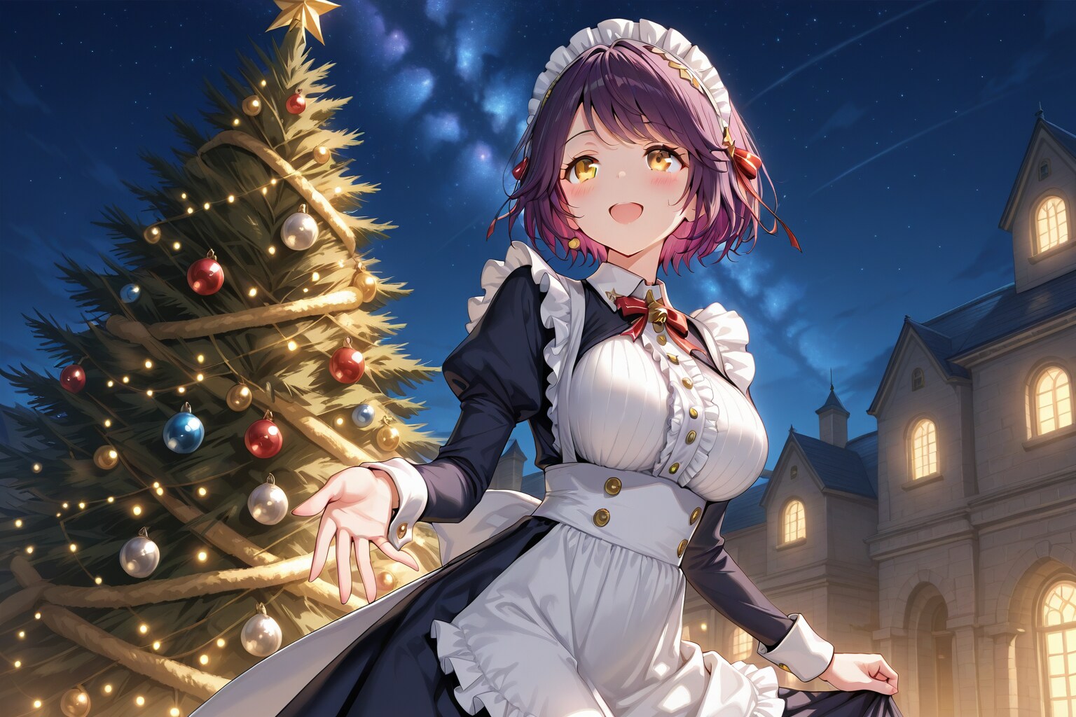 こんばんは（挨拶メイドの芽衣ちゃん） | の人気AIイラスト・グラビア