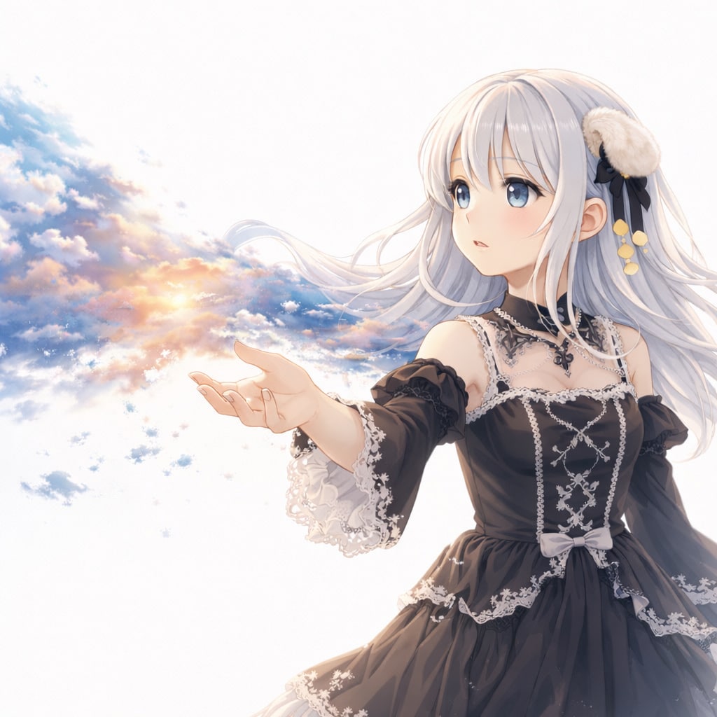 空を差し出す子