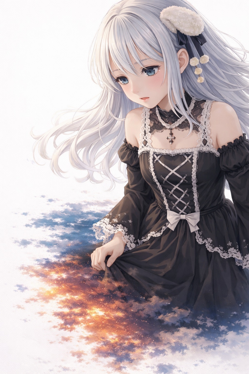 空を差し出す子