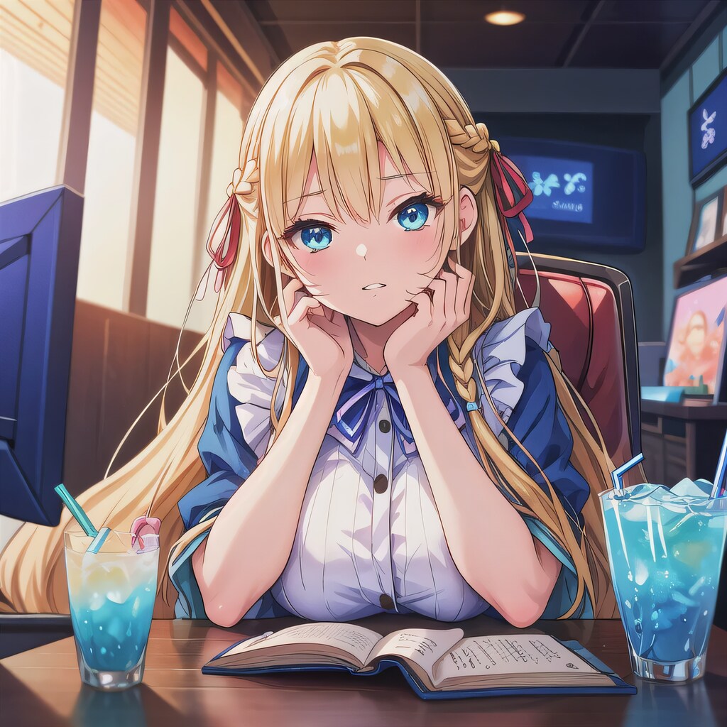 金髪ロングで漫画喫茶の少女４