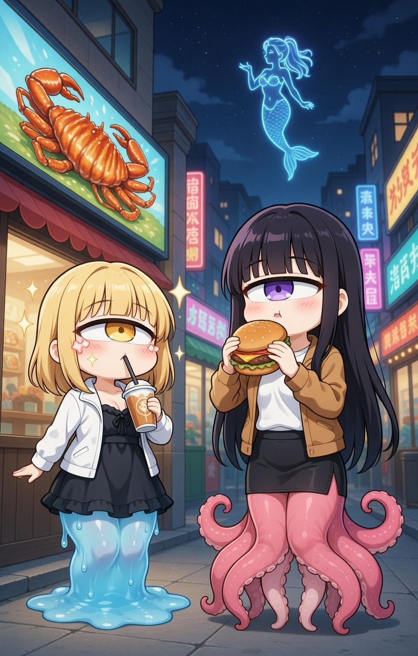 単眼スキュラちゃん.59　ハンバーガーとシェイク | の人気AIイラスト・グラビア