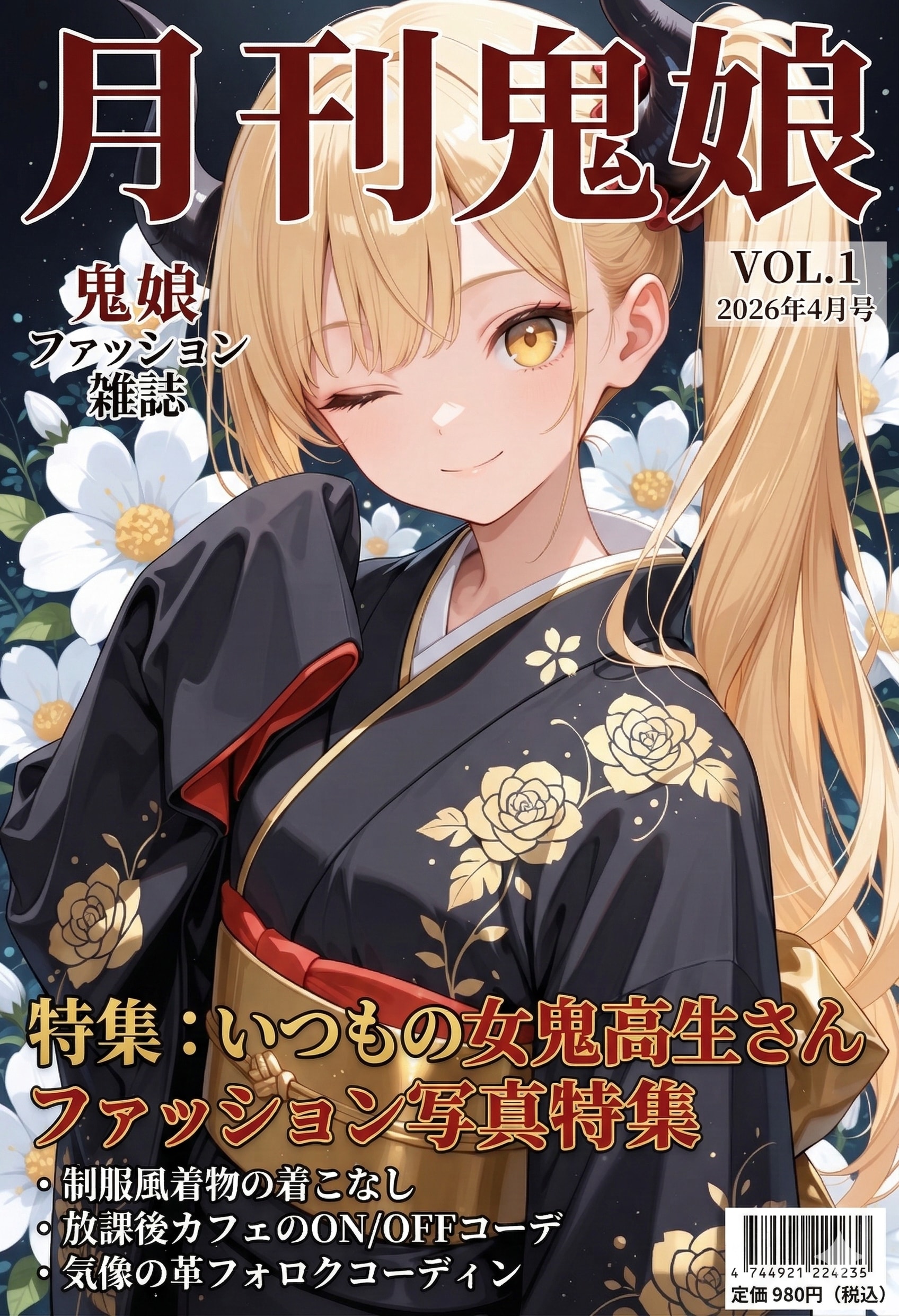 雑誌の表紙を飾る女鬼高生さん | の人気AIイラスト・グラビア