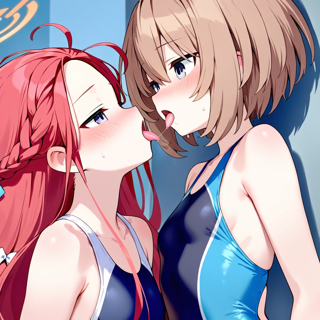 ユズ×ブラン　競泳水着百合キス編