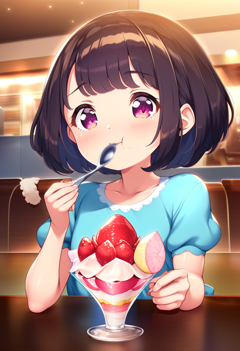 パフェを食べる女の子