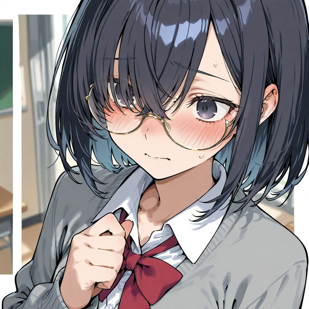 制服メカクレちゃん | の人気AIイラスト・グラビア