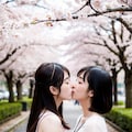 桜通りで百合キス 3枚目
