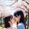 桜通りで百合キス 2枚目