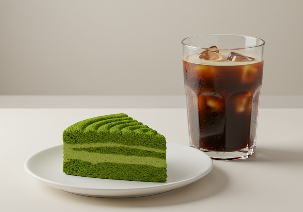 デザートの抹茶ケーキとアイス珈琲のセット