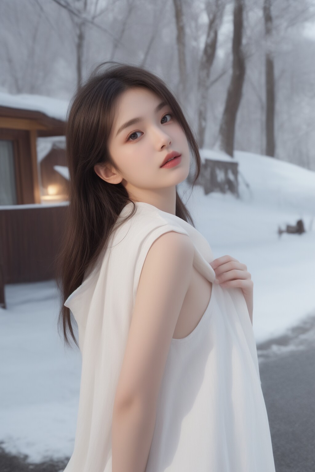 雪景色と彼女達