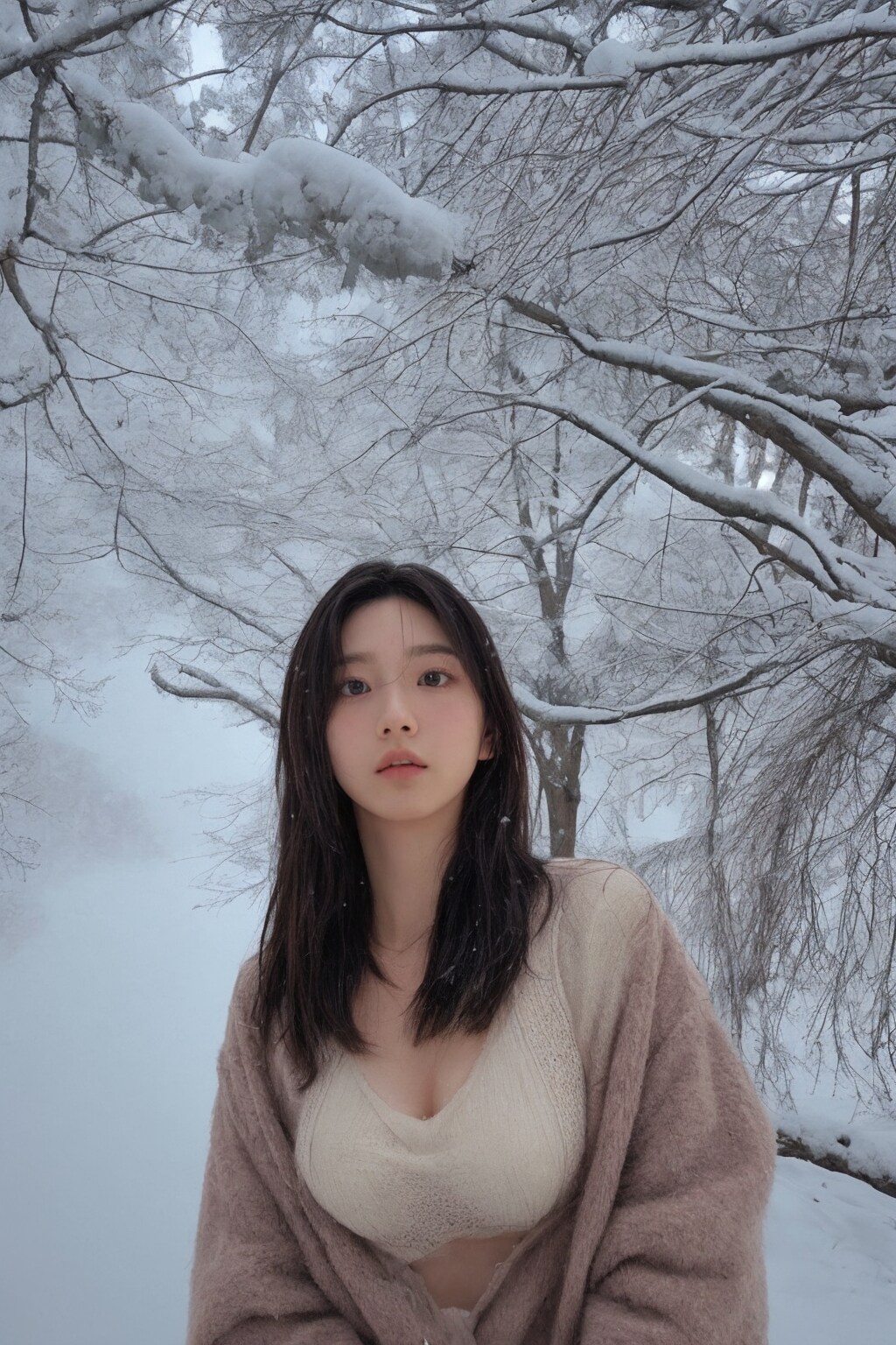 雪景色と彼女達