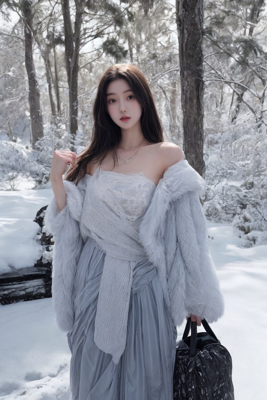 雪景色と彼女達