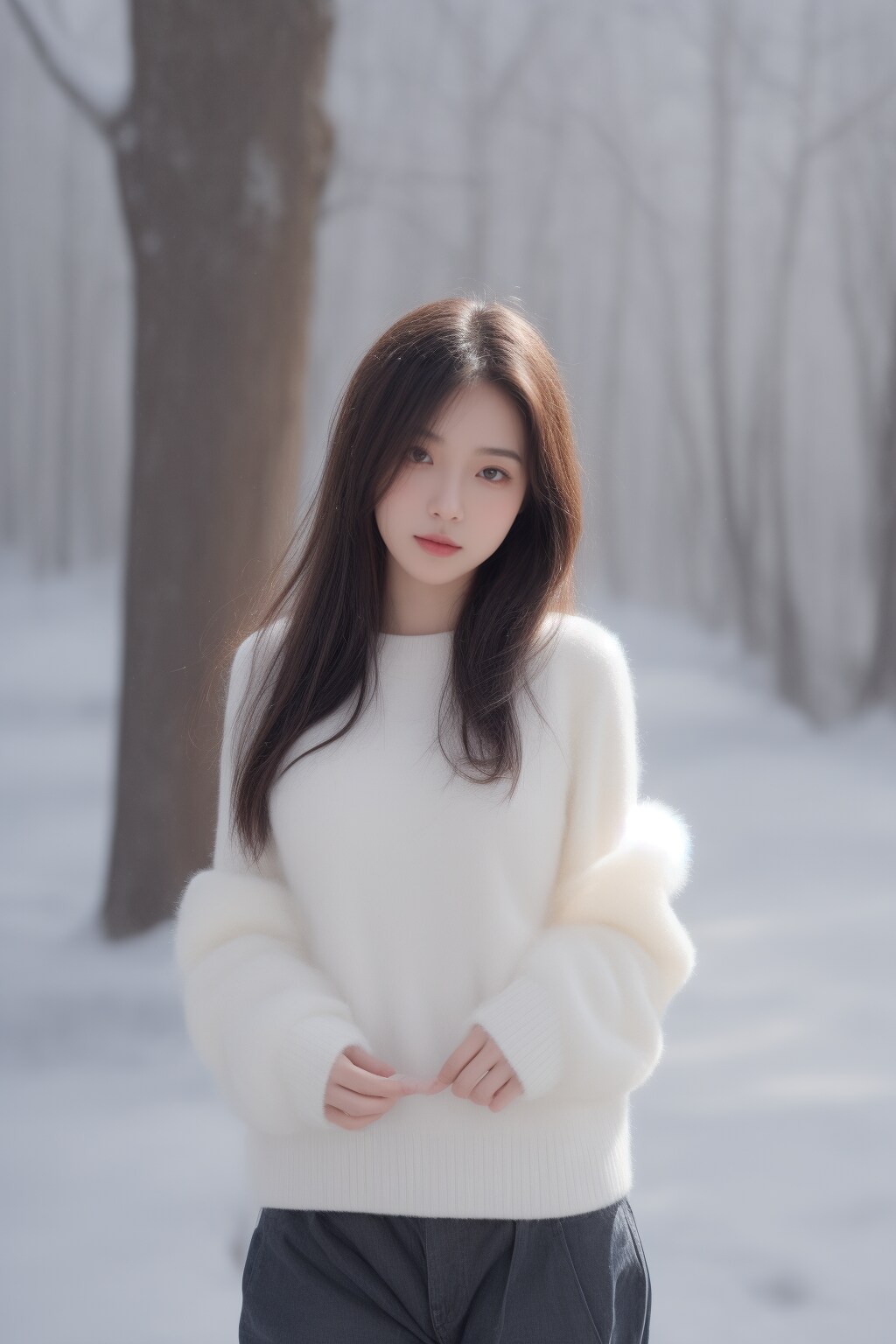 雪景色と彼女達