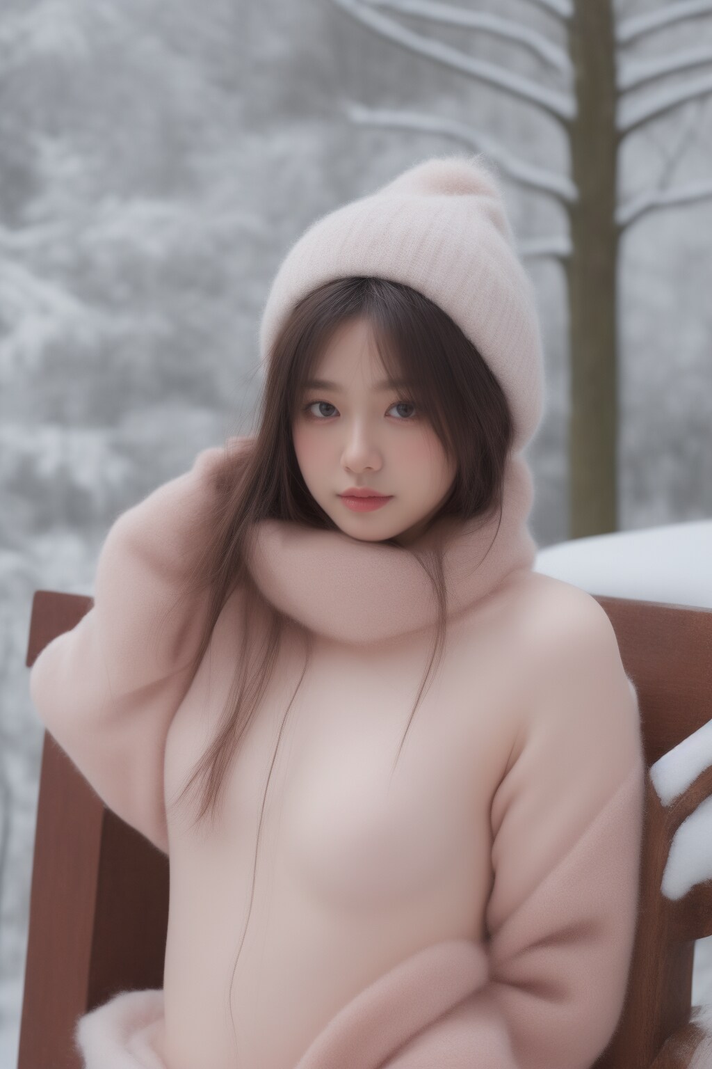 雪景色と彼女達