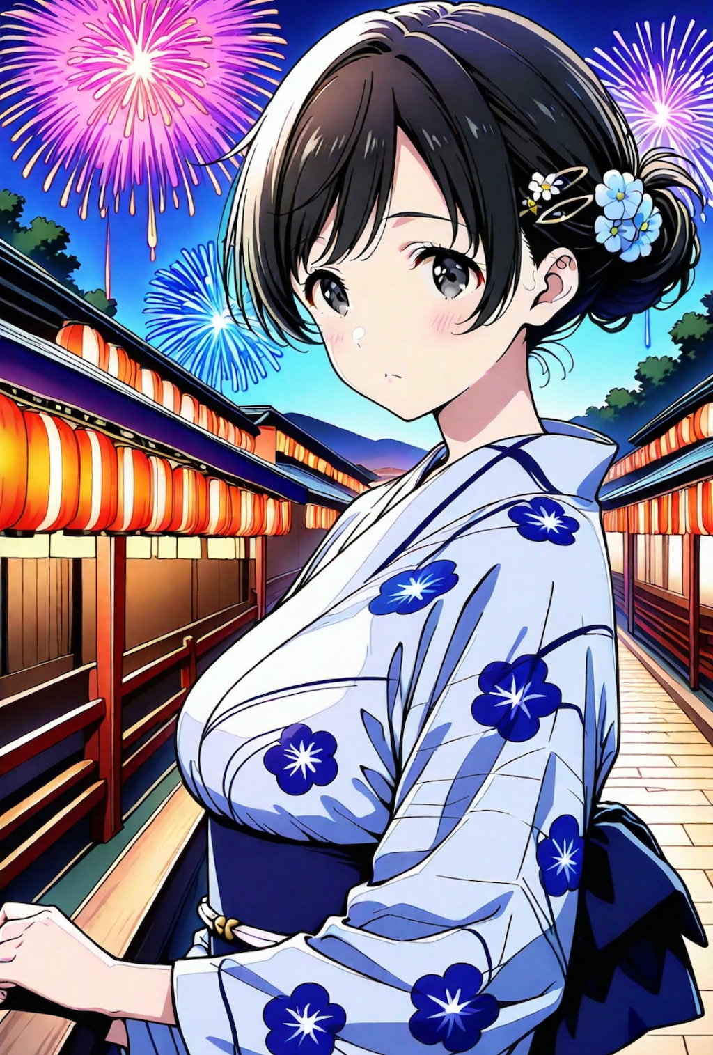 「もう、今日は目一杯楽しむんだからね！」「花火見よ、花火！」「たまやぁ、かぎやぁって言うんだよ」動揺を隠すようにちょっとムキになって楽しもうとする、今夜もかわいい いとこの姉ちゃん