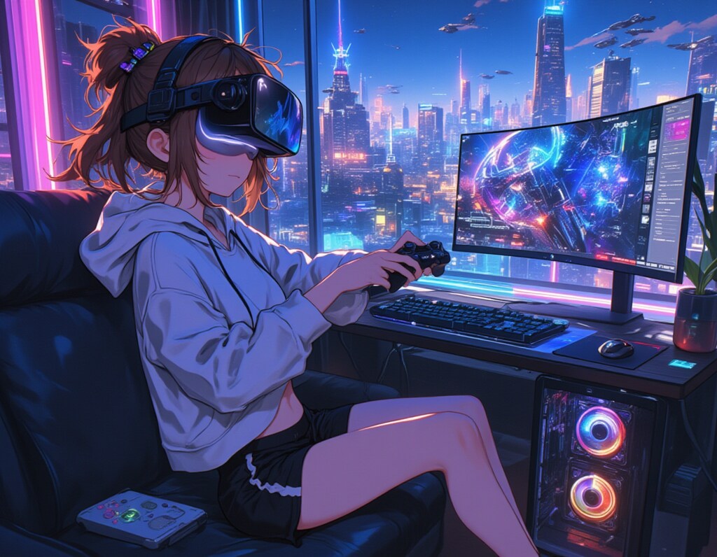 VRゲーマー少女と未来都市の夜