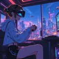 VRゲーマー少女と未来都市の夜 4枚目