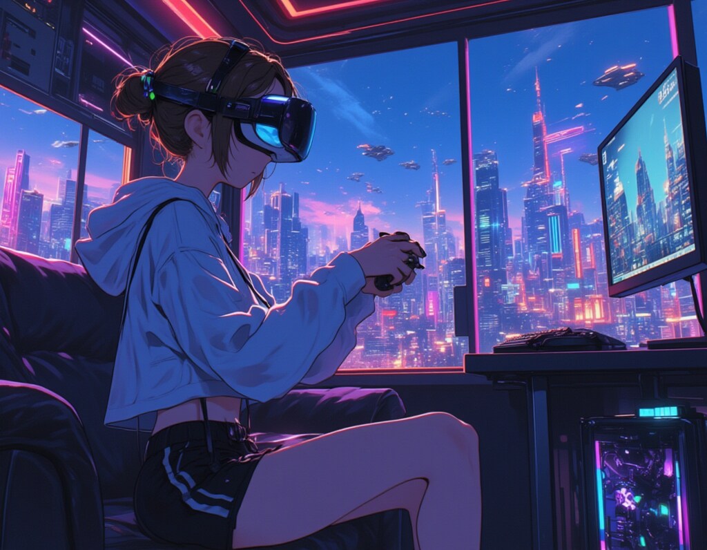 VRゲーマー少女と未来都市の夜
