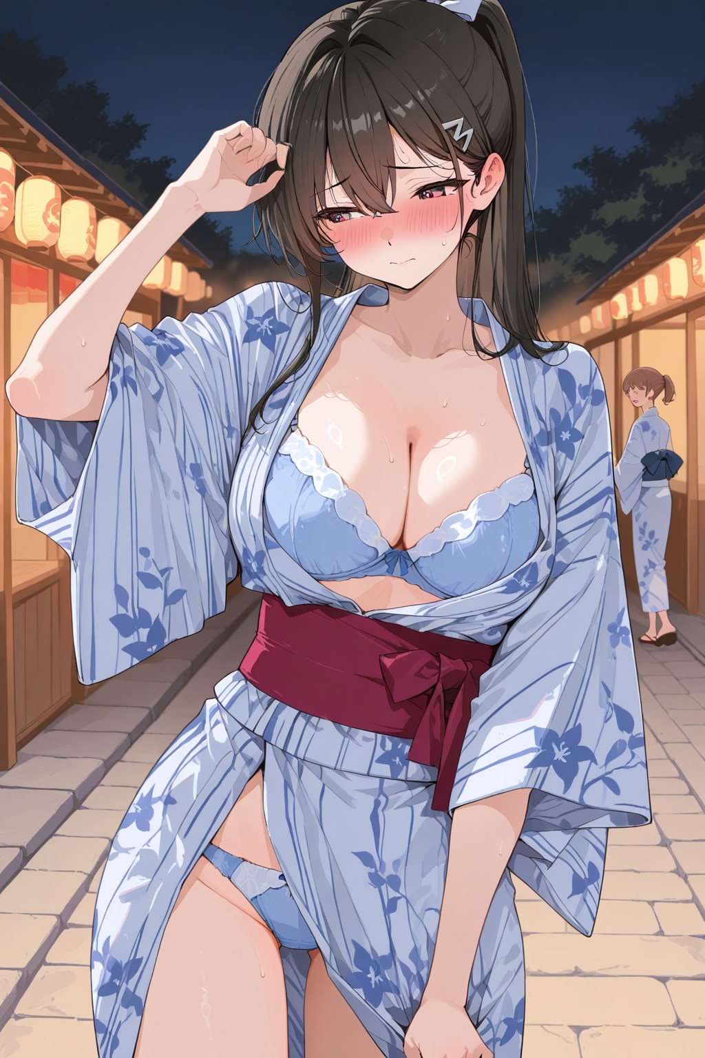 はだけたポニテ