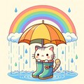 雨と猫と虹と長靴と 2枚目
