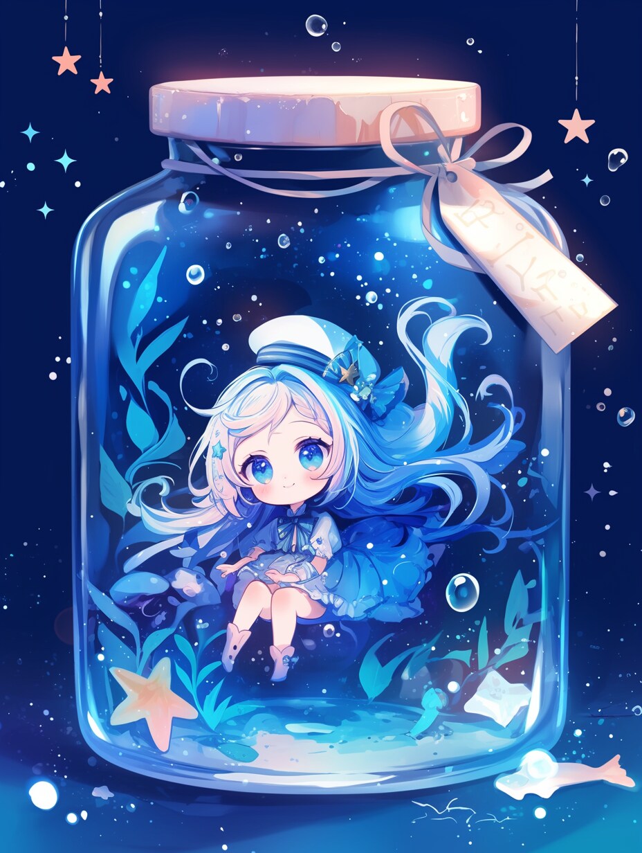 「瓶詰の少女」蒼112 | の人気AIイラスト・グラビア