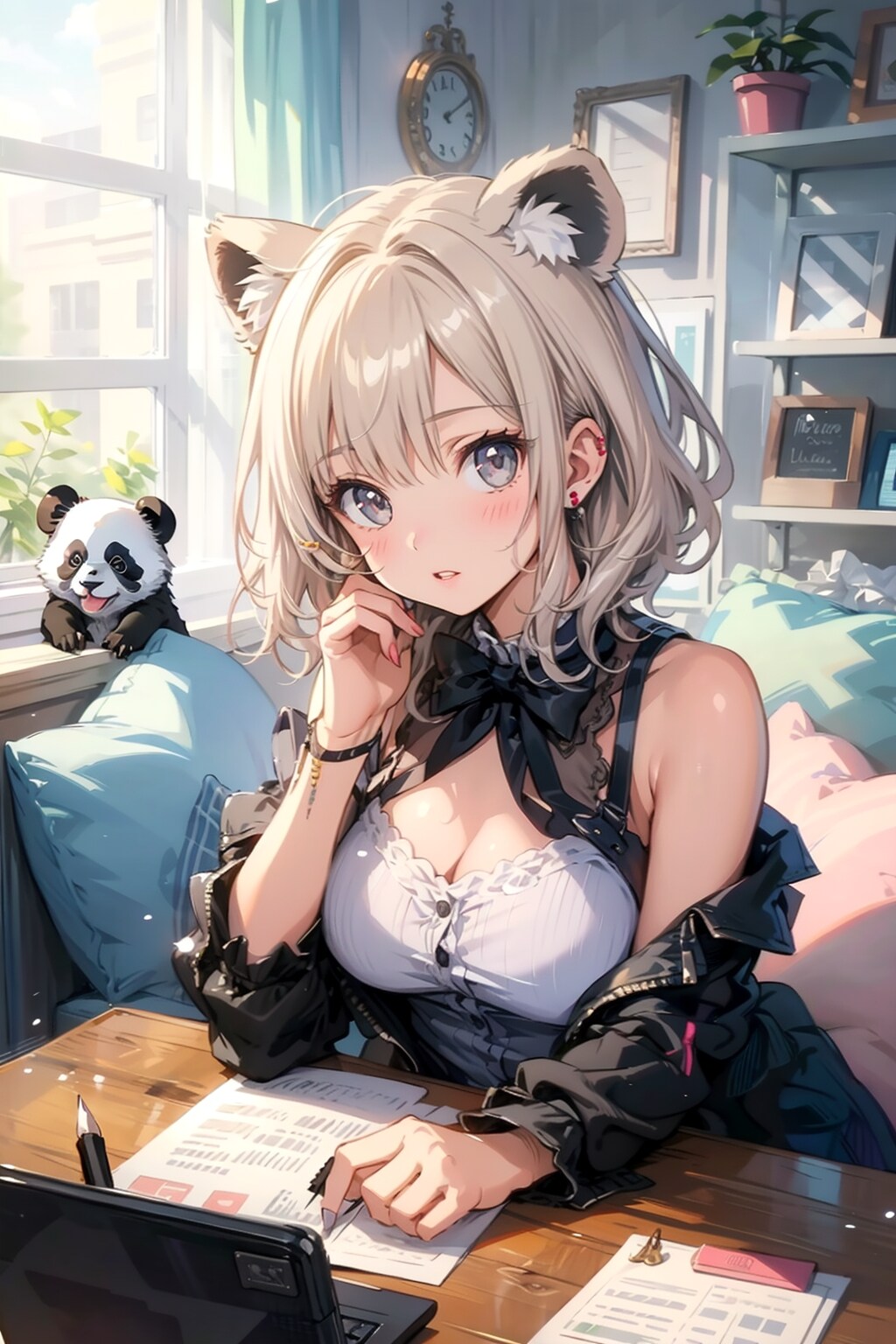 宿題をするランランちゃん🐼