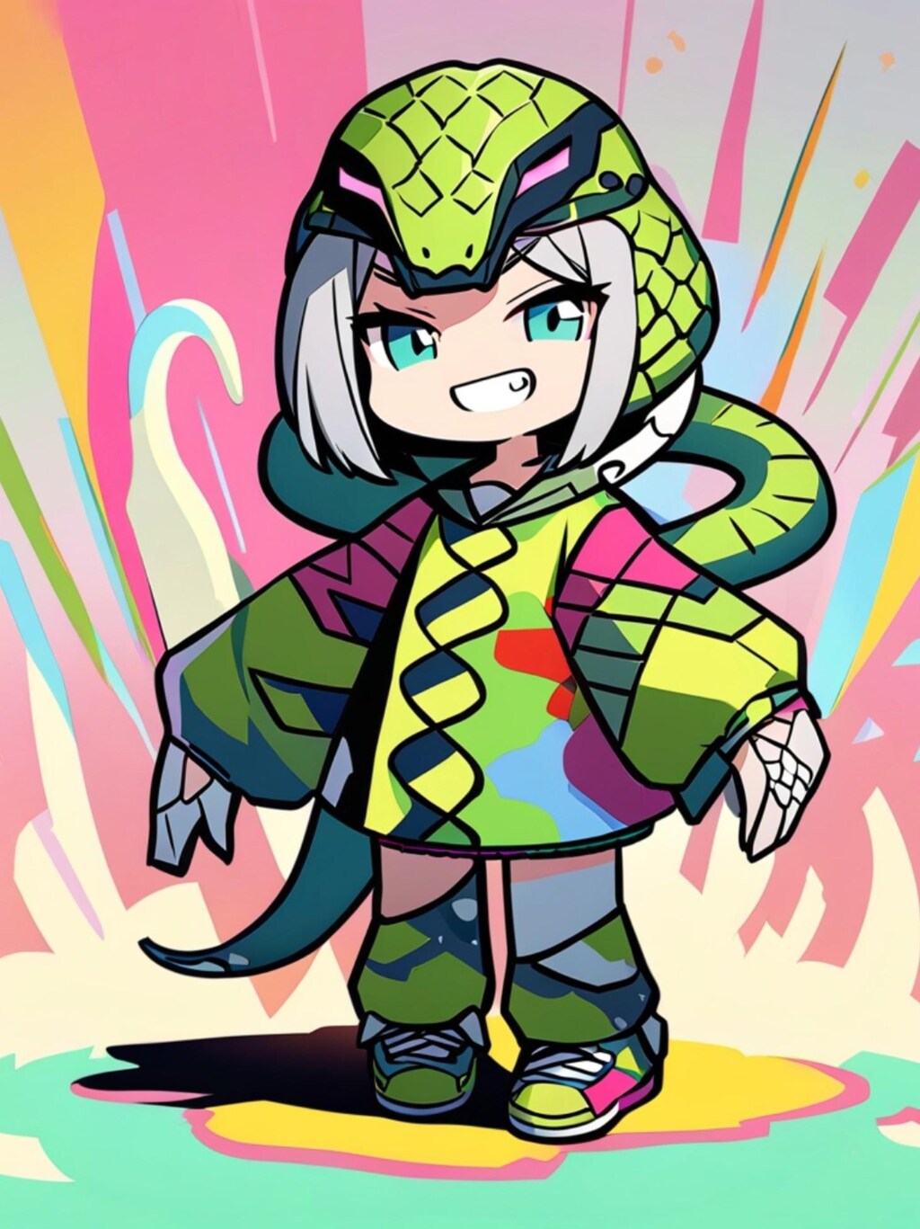 ポップアートな銀髪ちゃん