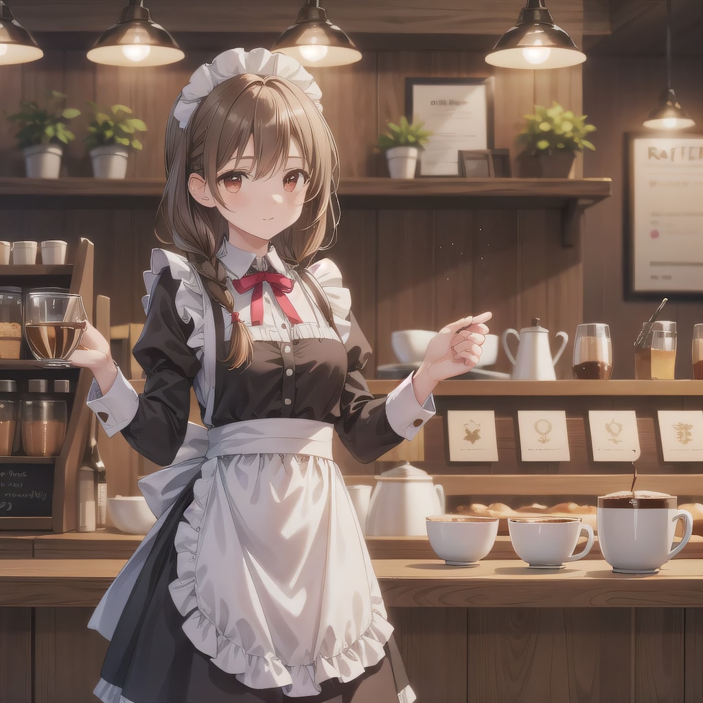 茶髪ロングでカフェの少女４