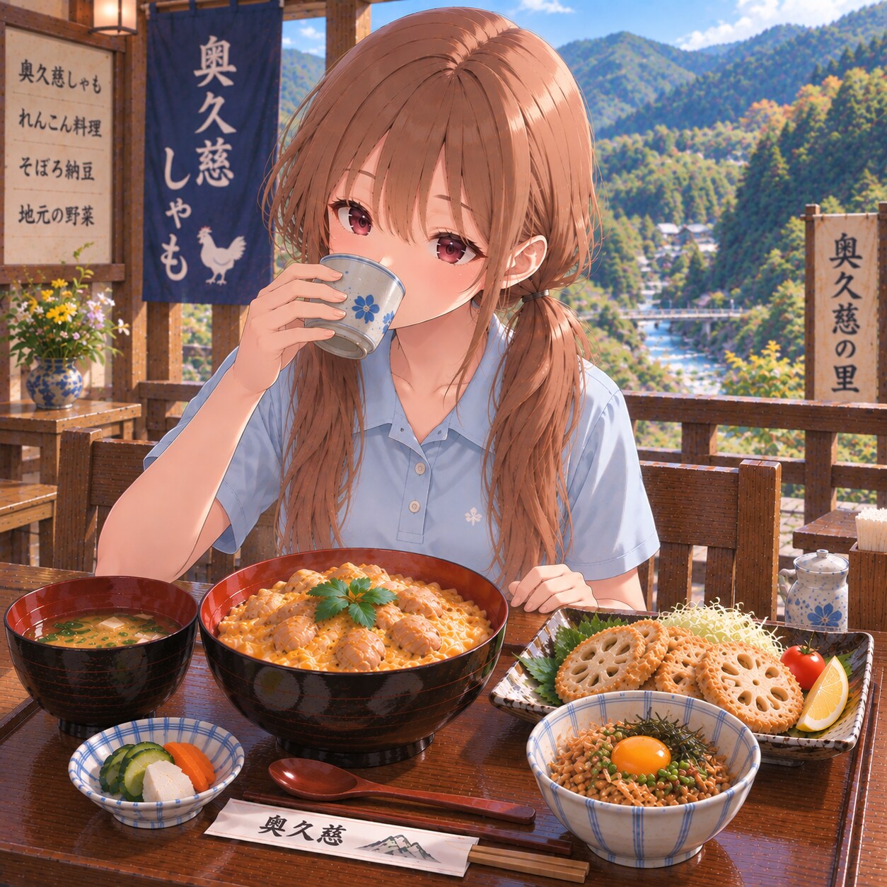 梢とランチ（９３）偕楽園だってある。：茨城 | の人気AIイラスト・グラビア