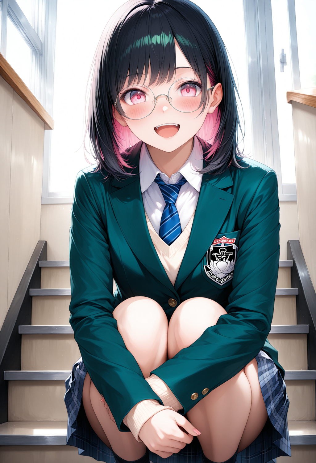 黒髪メガネJK制服