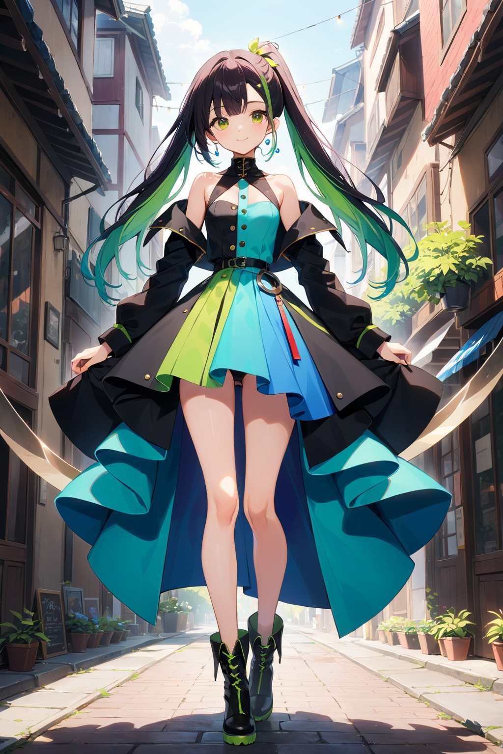 ワンポイント緑ドレス