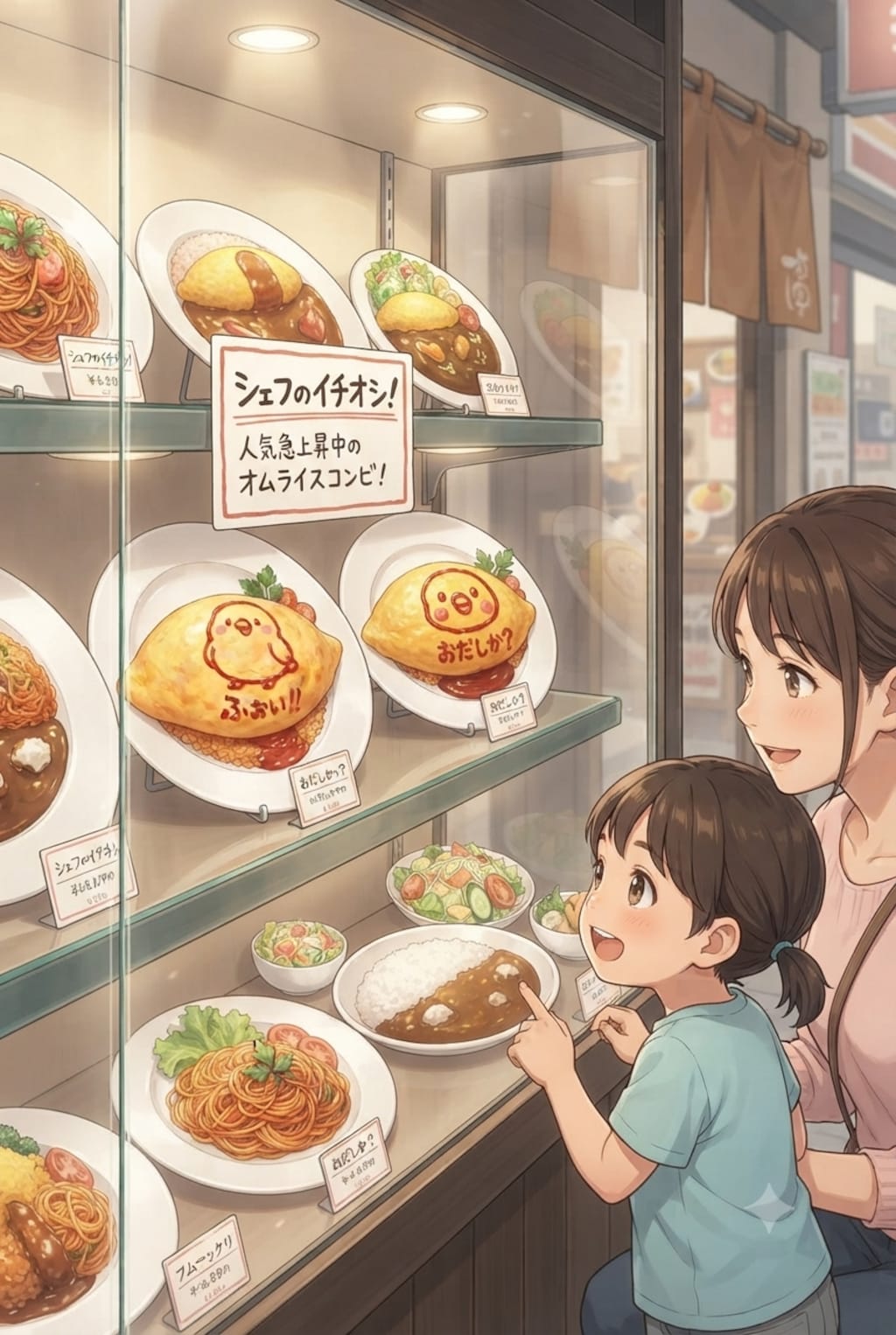 ふぉいオムライスの食品サンプルとキーホルダー