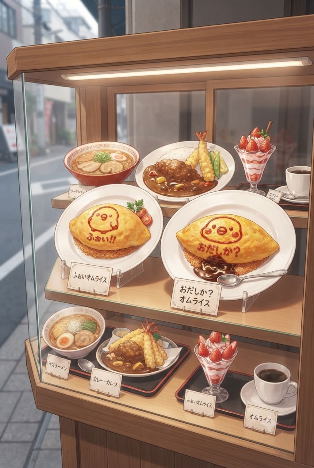 ふぉいオムライスの食品サンプルとキーホルダー