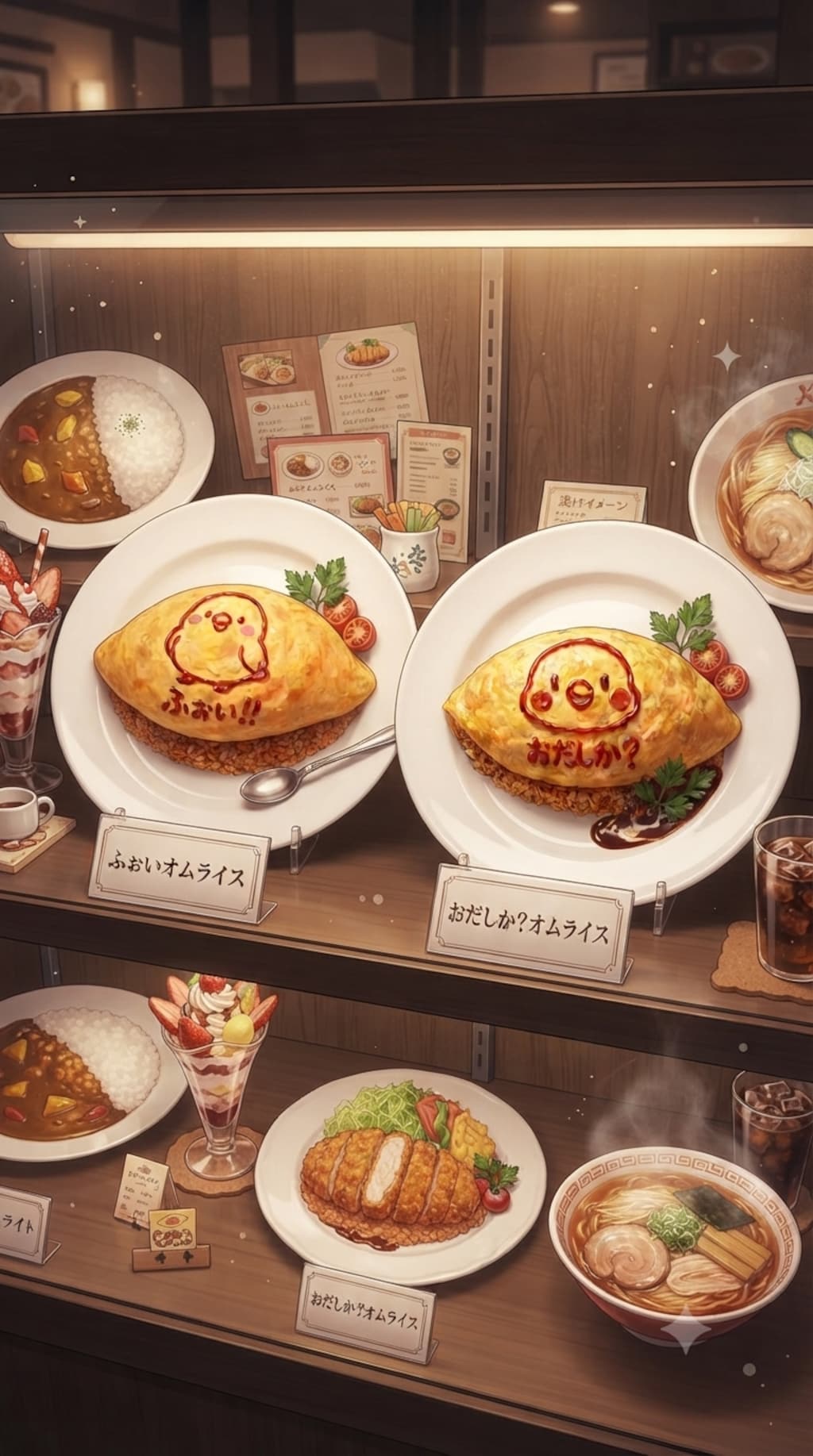 ふぉいオムライスの食品サンプルとキーホルダー