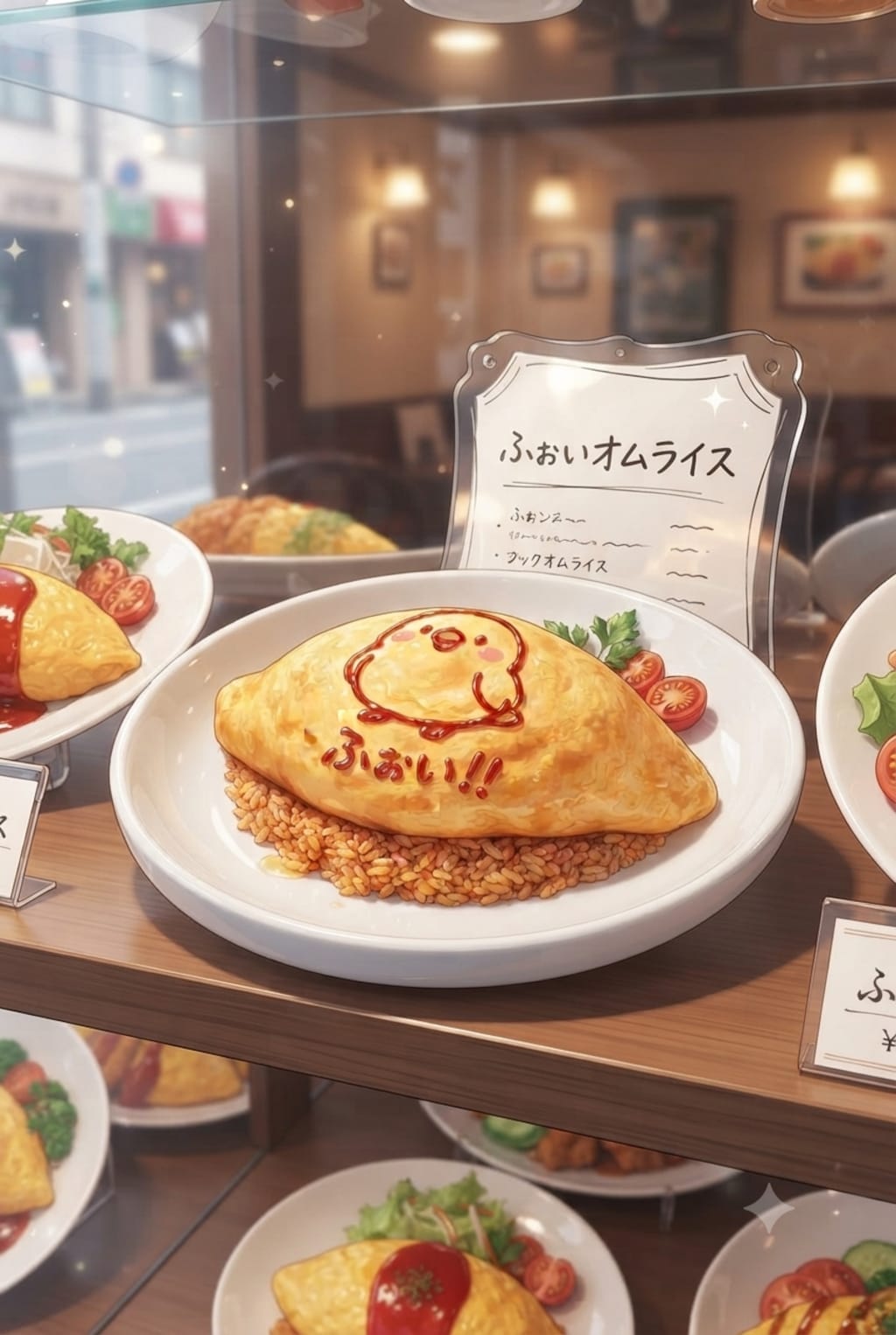 ふぉいオムライスの食品サンプルとキーホルダー