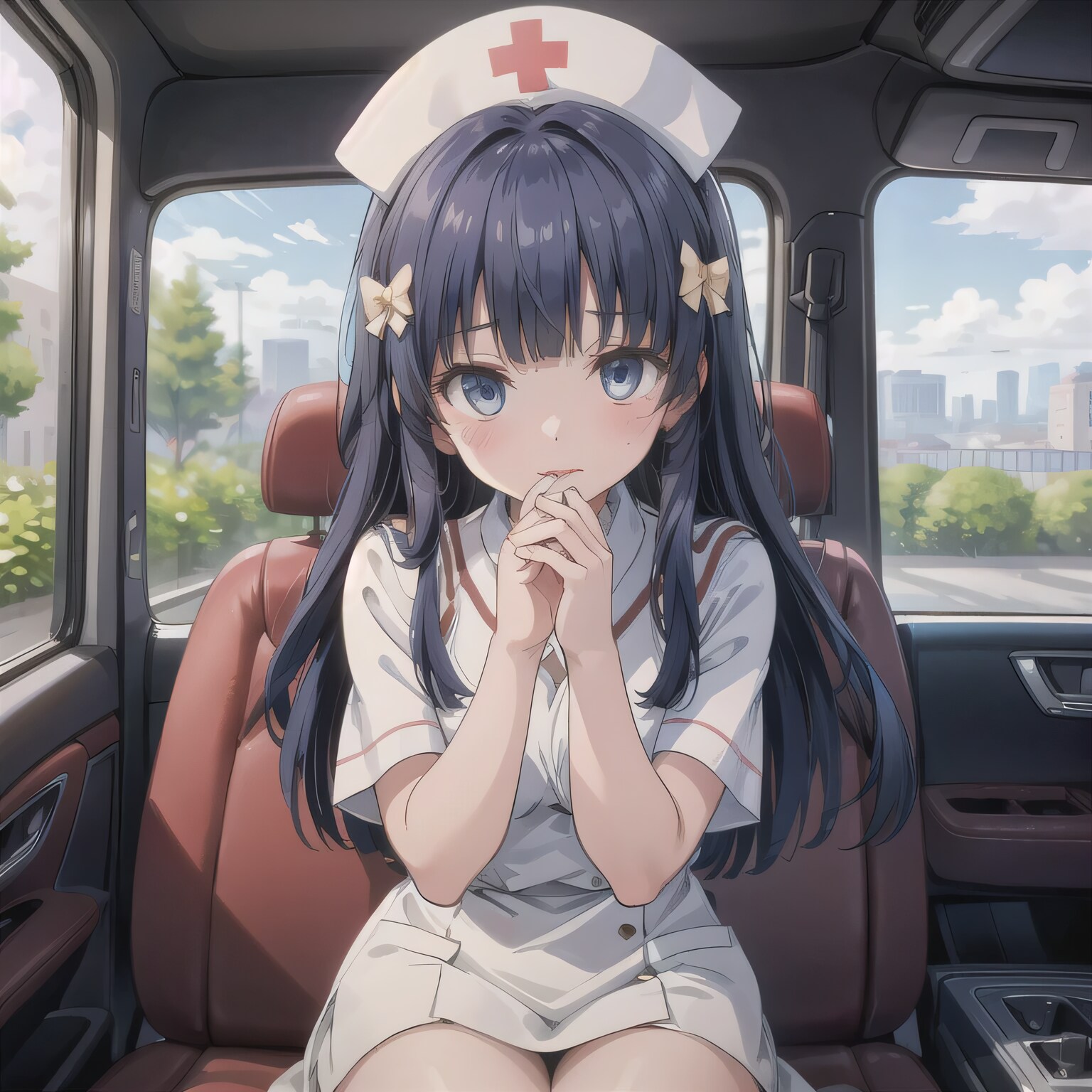 黒髪ロングで車内の少女１１ | の人気AIイラスト・グラビア