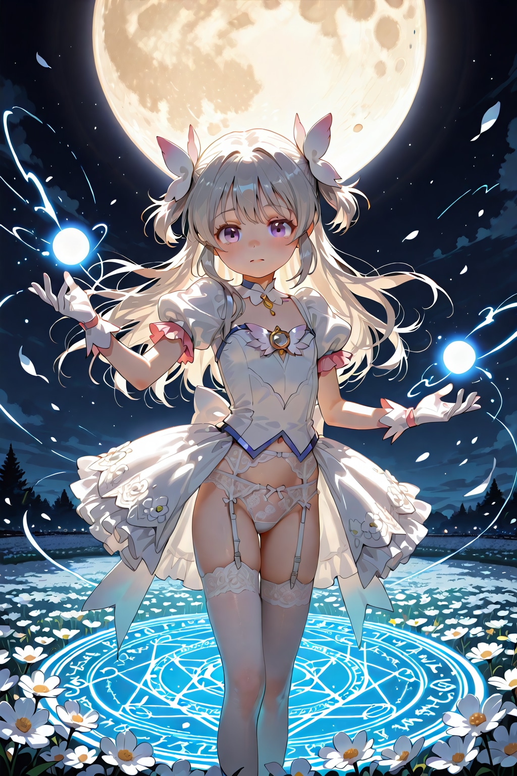 満月と花畑と魔法少女