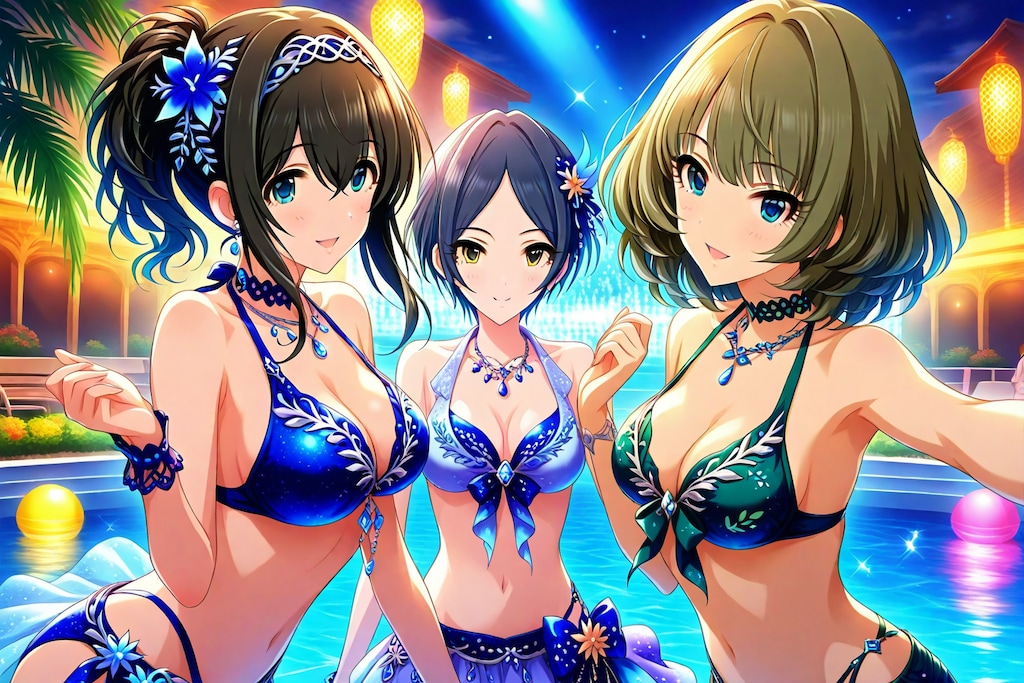 高垣楓 & 速水奏 & 鷺沢文香 のトリオユニット　－ビキニ水着 Ver. ー