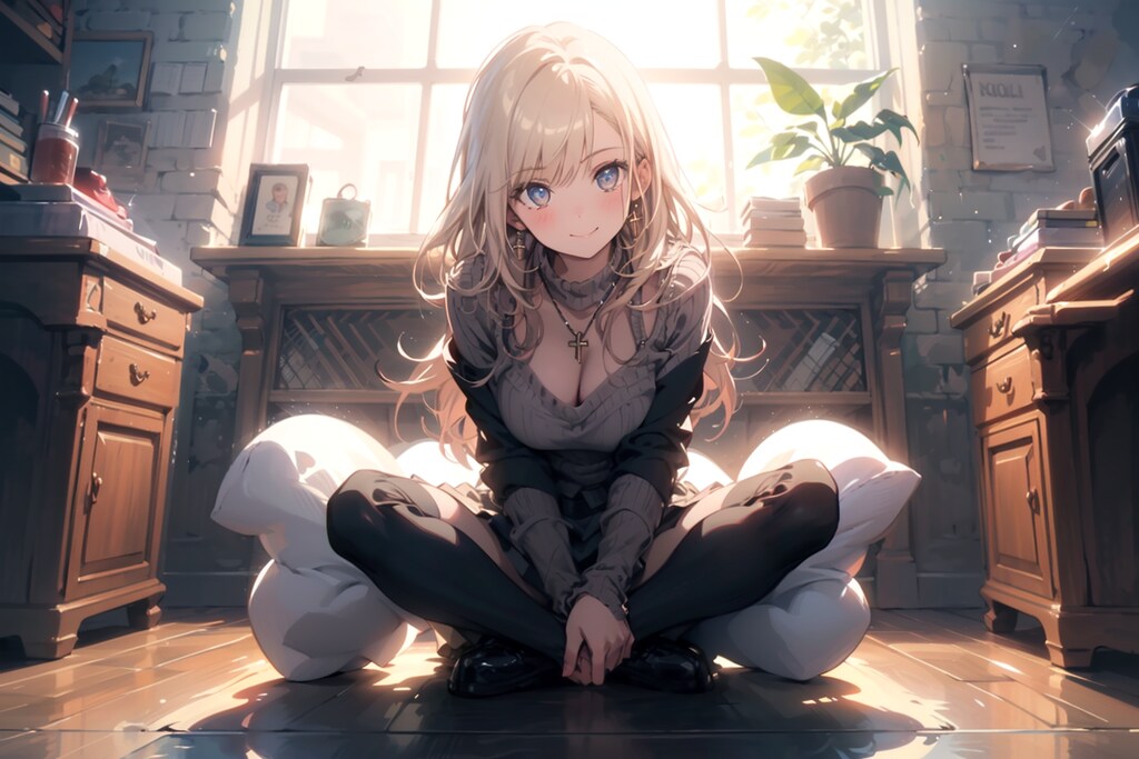 座禅をする少女(TOPAZ版)